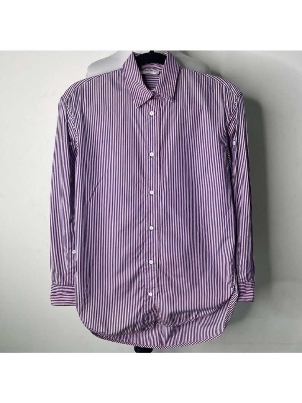Sandro Paris Striped Button Up Shirt Womens Size 1 Small Purple White